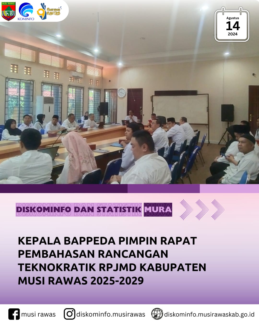 Kepala BAPPEDA Pimpin Rapat pembahasan rancangan Teknokratik RPJMD Kabupaten Musi Rawas 2025 2029