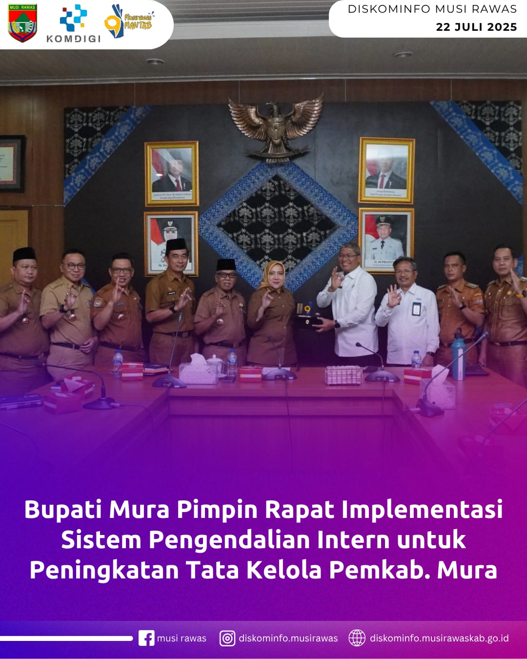 Bupati Mura Pimpin Rapat Implementasi Sistem Pengendalian Intern untuk Peningkatan Tata Kelola Pemkab Mura