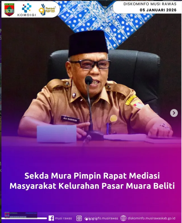 Sekda Mura Pimpin Rapat Mediasi Masyarakat Kelurahan Pasar Muara Beliti