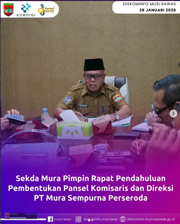 Sekda Mura Pimpin Rapat Pendahuluan Pembentukan Pansel Komisaris dan Direksi PT. Mura Sempurna Perseroda