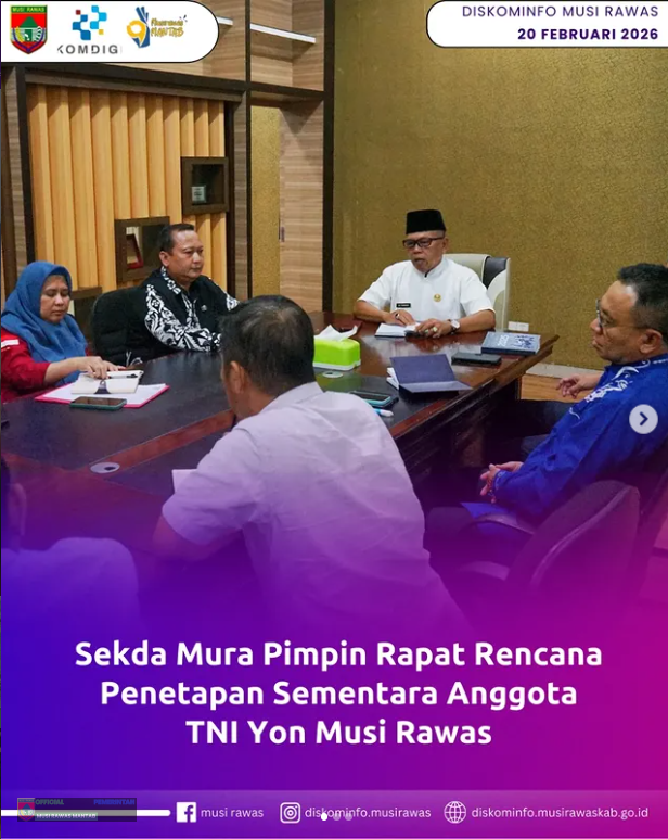 Sekda Mura Pimpin Rapat Rencana Penetapan Sementara Anggota TNI Yon Musi Rawas