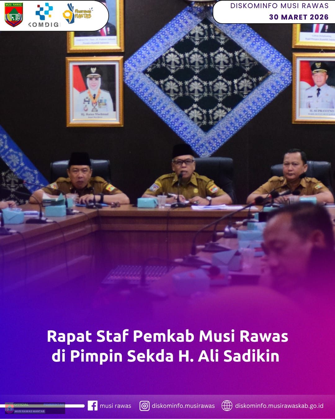 Rapat Staf Pemkab Musi Rawas di Pimpin Sekda H. Ali Sadikin