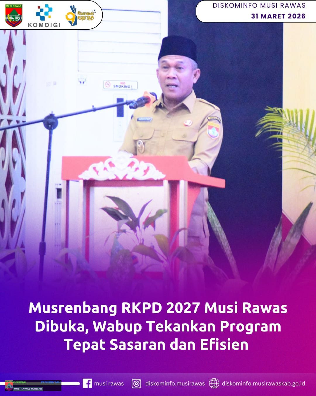 Musrenbang RKPD 2027 Musi Rawas Dibuka, Wabup Tekankan Program Tepat Sasaran dan Efisien