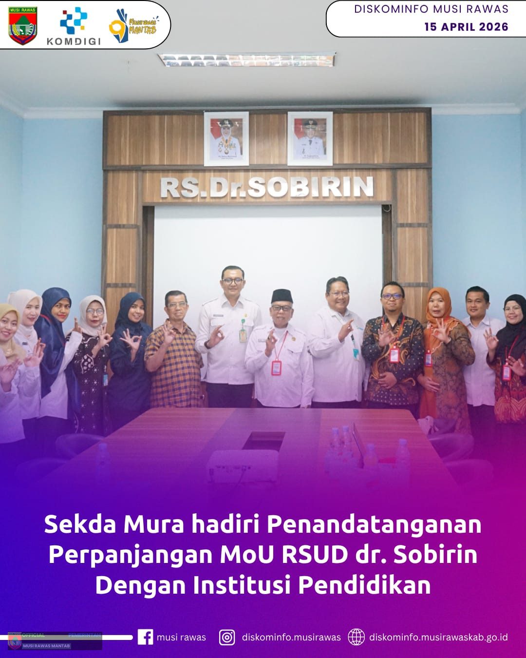 Sekda Mura Hadiri Penandatanganan Perpanjangan MoU RSUD dr. Sobirin dengan Institusi Pendidikan