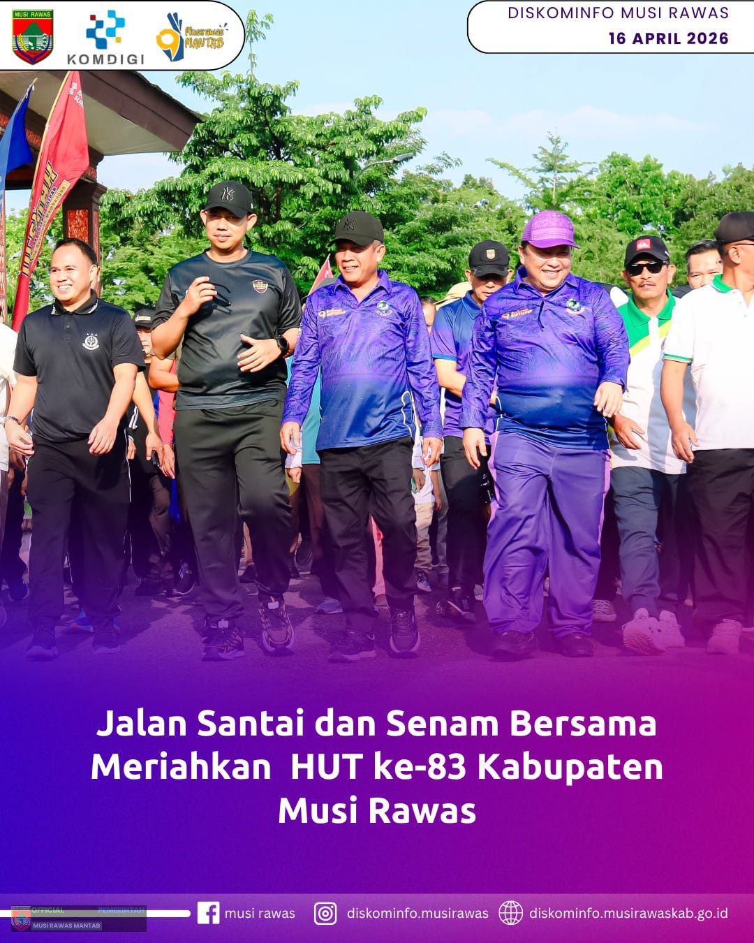 Jalan Santai dan Senam Bersama Memeriahkan HUT ke-83 Kabupaten Musi Rawas